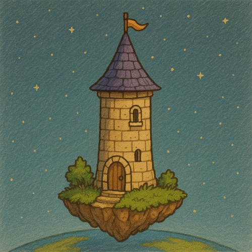 Wizard's tower floating in space